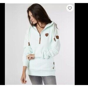 Wanakome Womens Artemis Hooded Sweatshirt 1/4 Zip Mint SIze XL